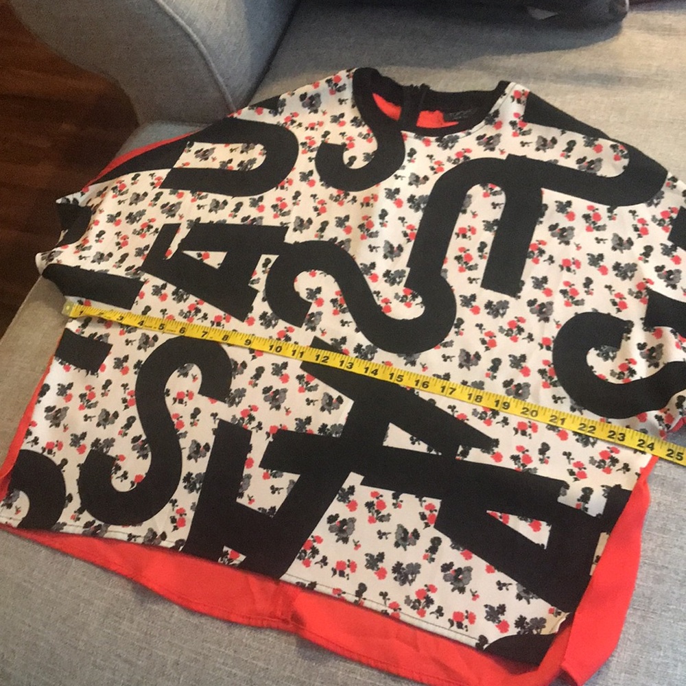 TOPSHOP Floral Graphic Graffiti Style Blouse - Picture 6 of 8